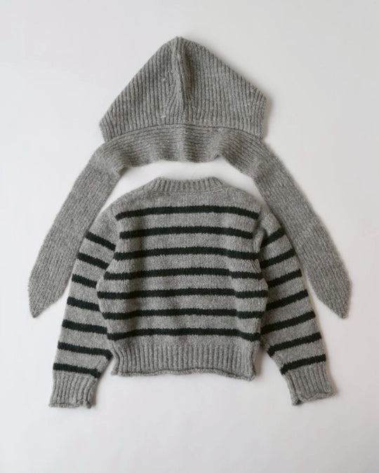 フーディーマフラー付ボーダーニット