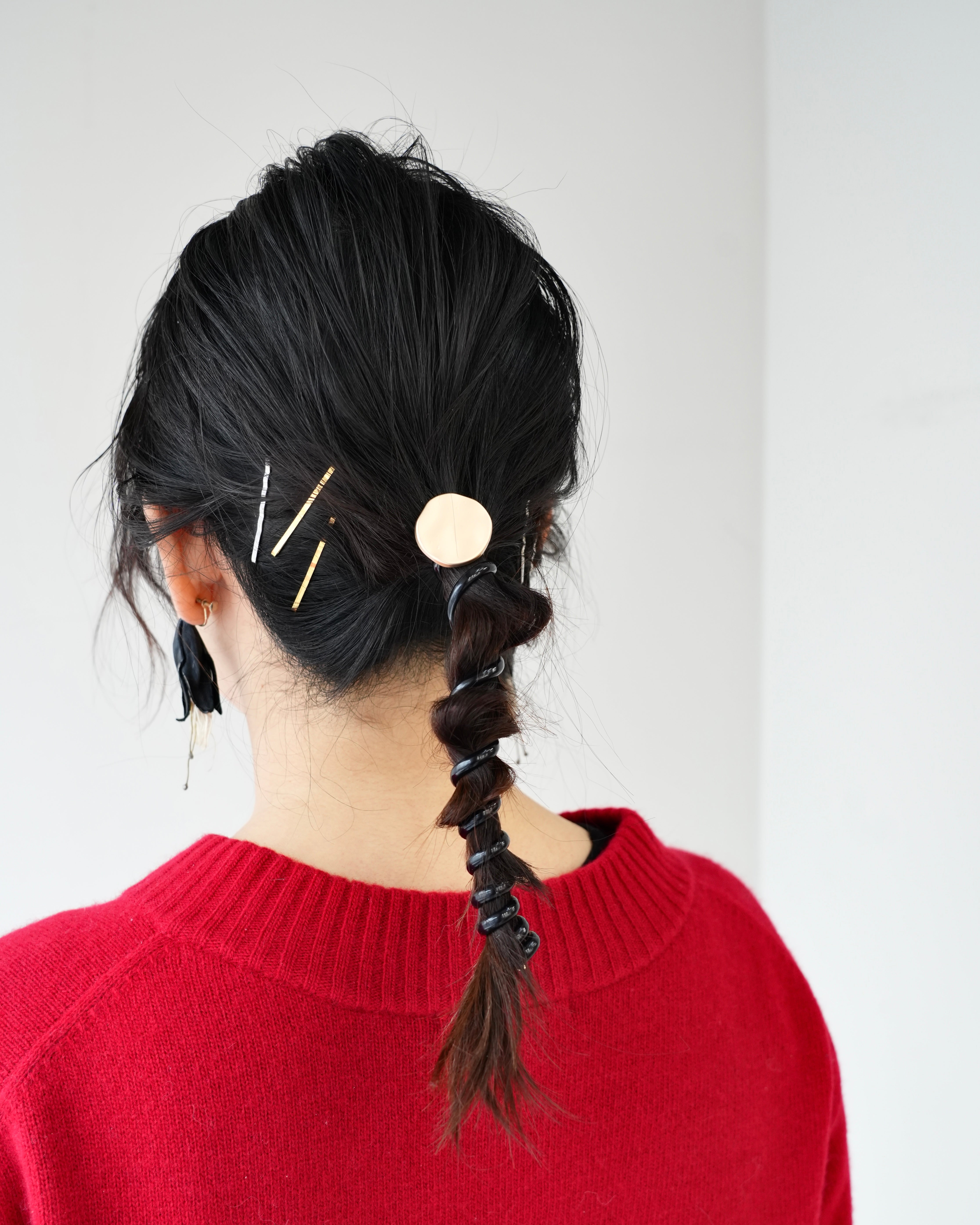 NANA'S☆ピアス ポニーフック バレッタ バレッタ リボン ヘアゴム ポニーフック 大きめ 黒 ヘア