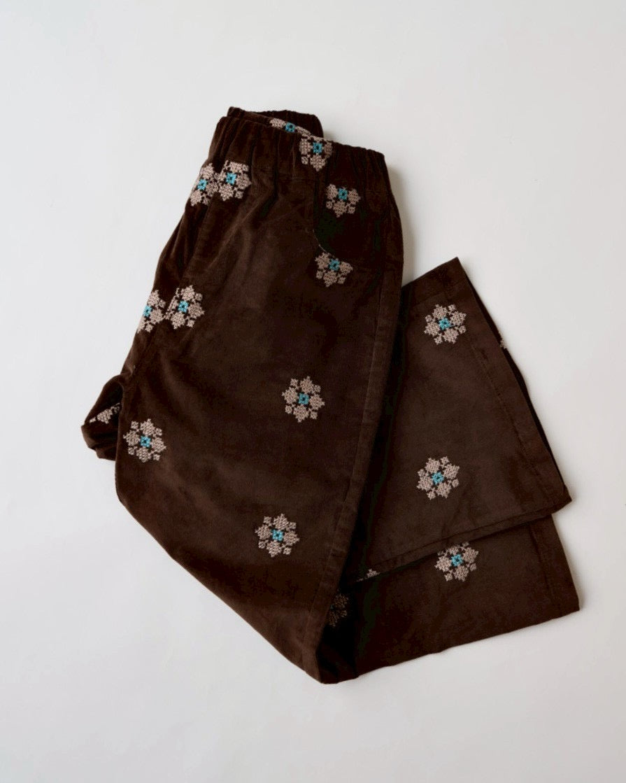 クロスステッチピンコーデュロイパンツ