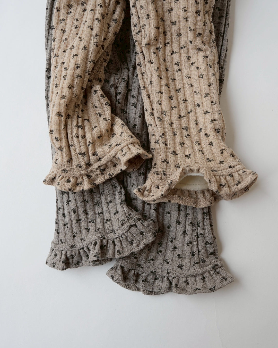 小花柄リブ裏起毛レギパン