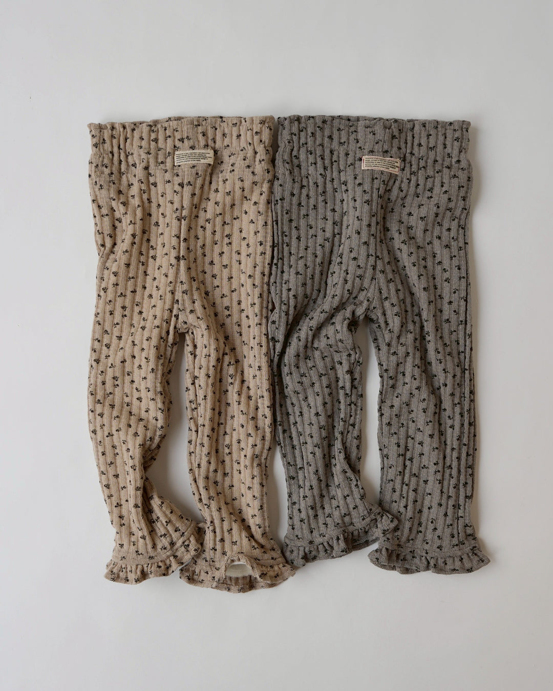 小花柄リブ裏起毛レギパン