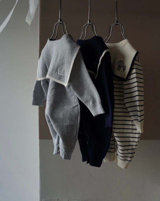 セーラーカラーニットカバーオール