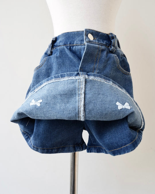 リボン刺しゅうキュロットパンツ