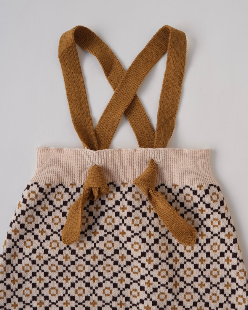 ジオメトリックニットサロペット