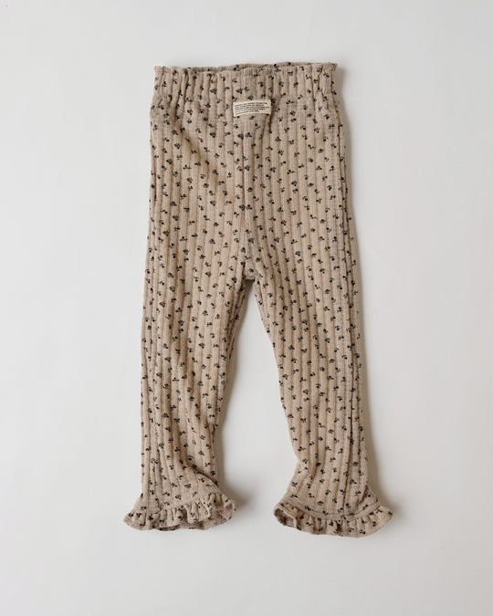 小花柄リブ裏起毛レギパン