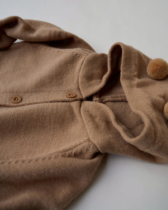 ポンポン耳ニットフーディー