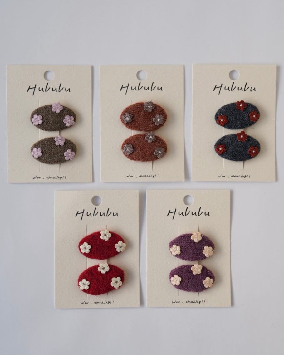 小花ニットパッチンピン