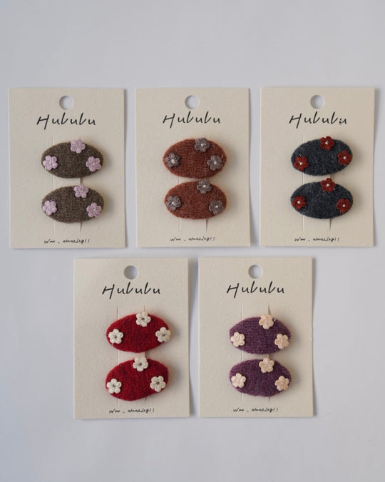 小花ニットパッチンピン