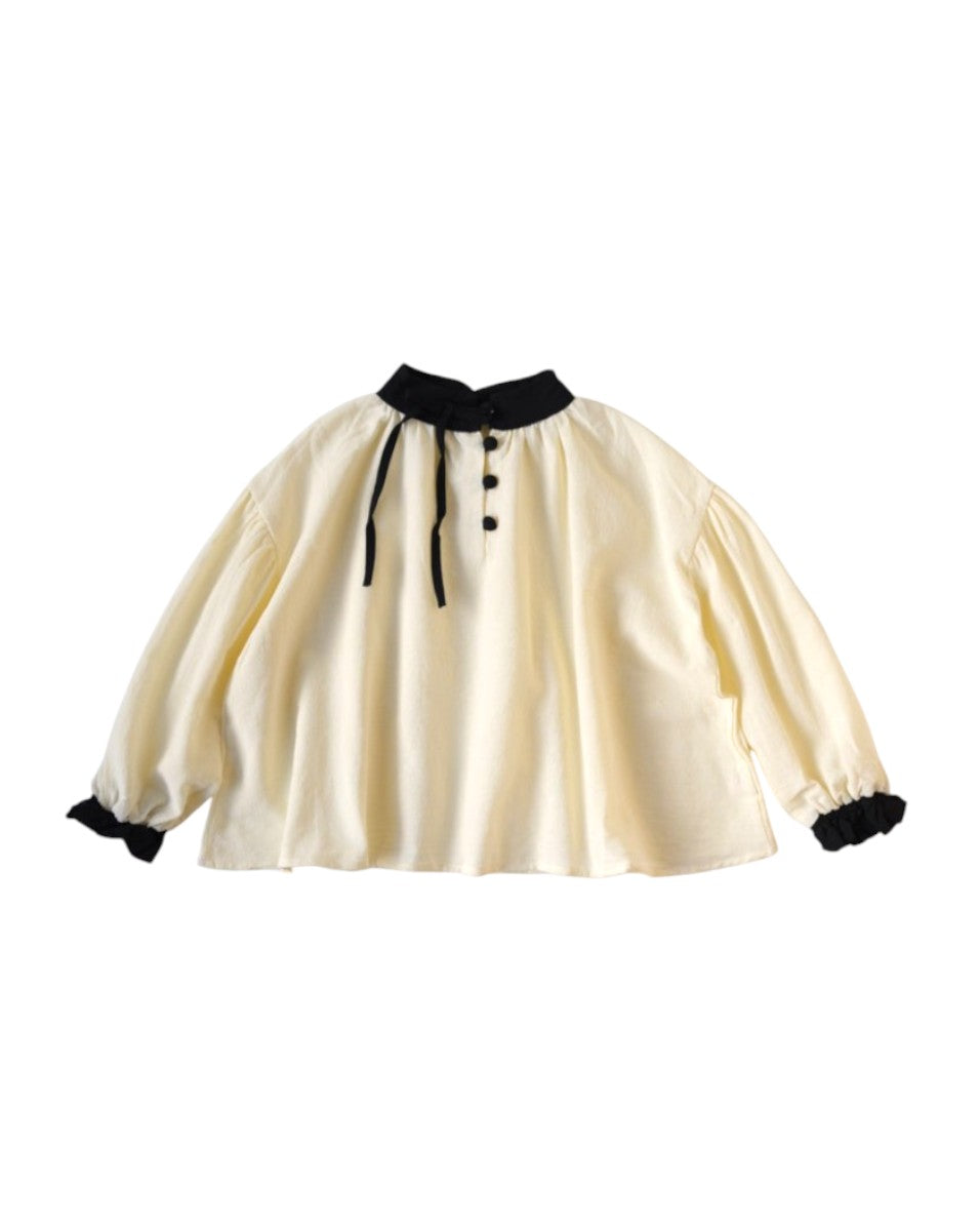 バイカラースモックブラウス