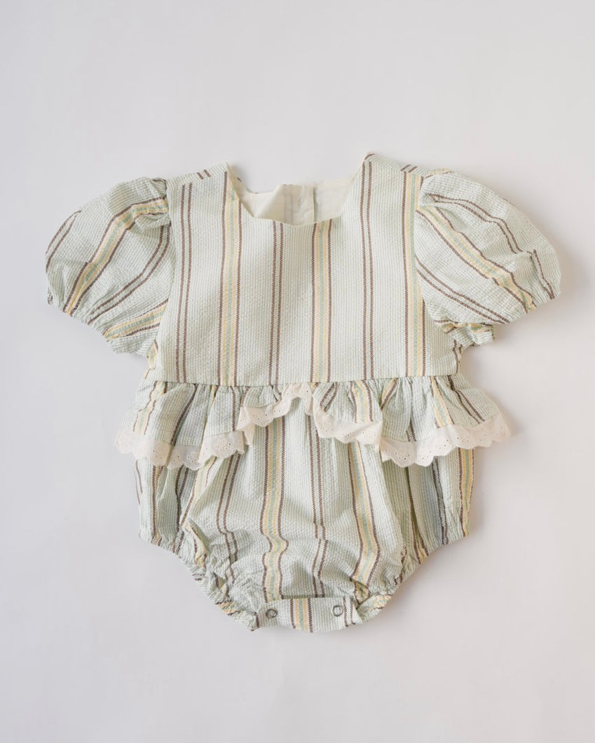 マルチストライプリンクルロンパース