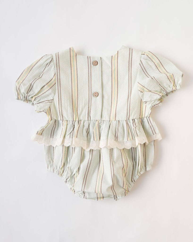 マルチストライプリンクルロンパース