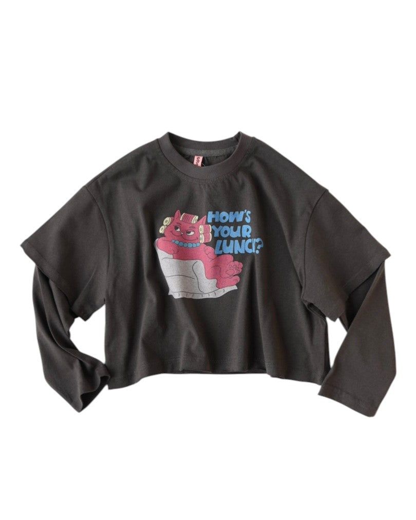 レイヤードショート丈プリントT