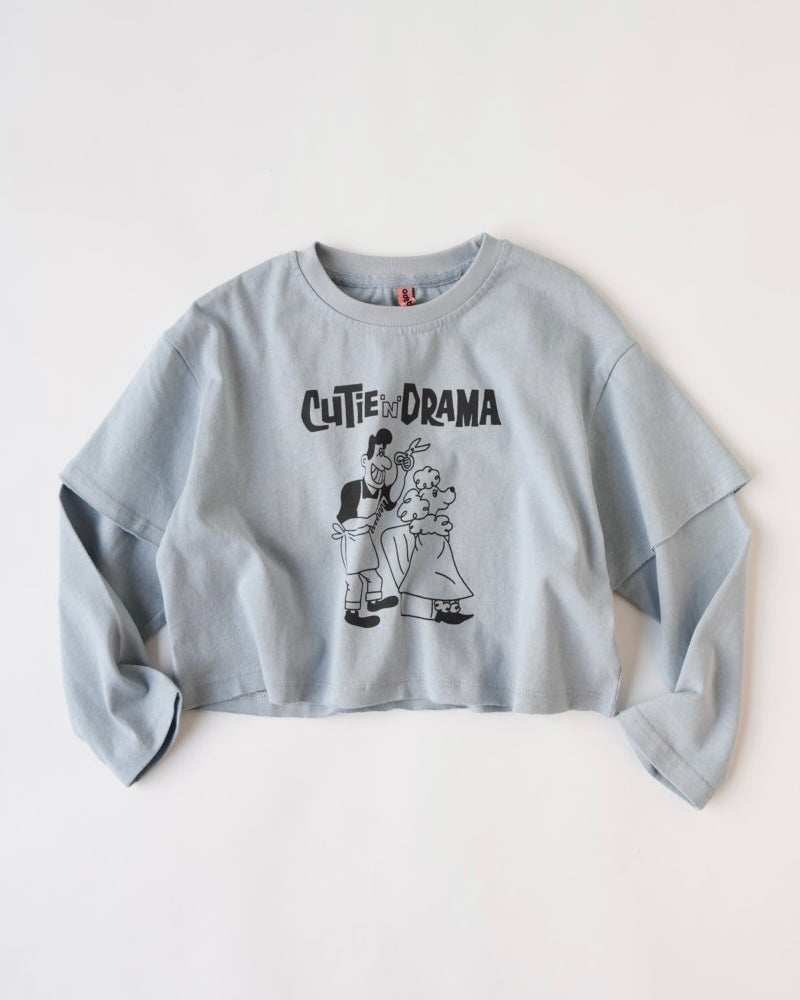 レイヤードショート丈プリントT