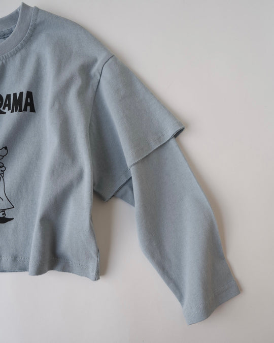 レイヤードショート丈プリントT