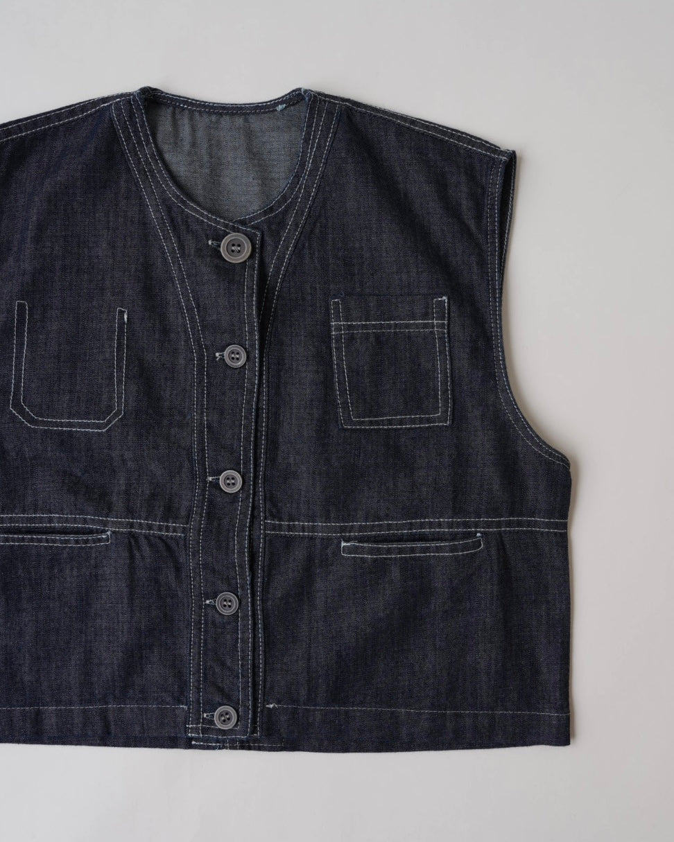 ステッチデニムベスト