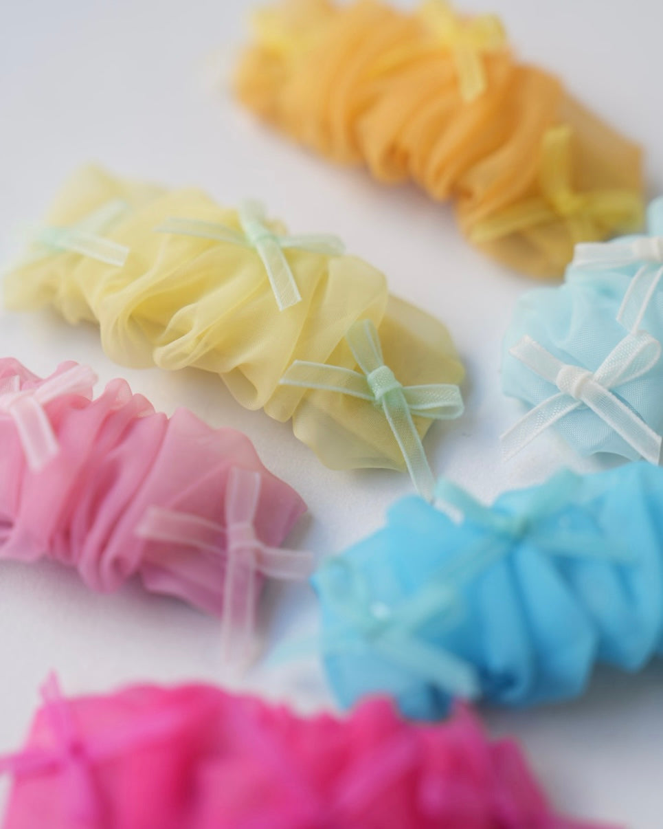 オーガンジーリボンパッチンピン