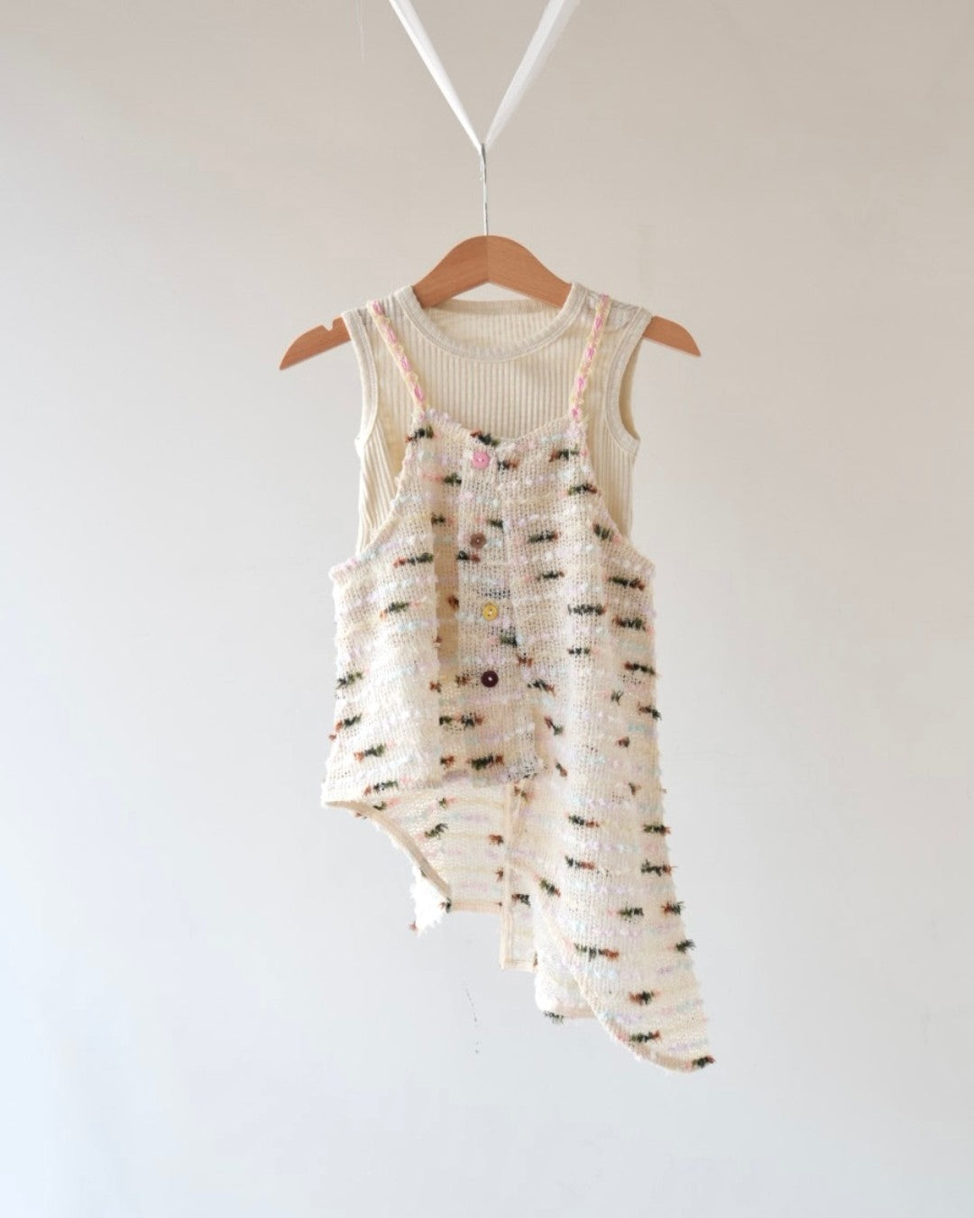 ミックスヤーンアシンメトリーキャミセット