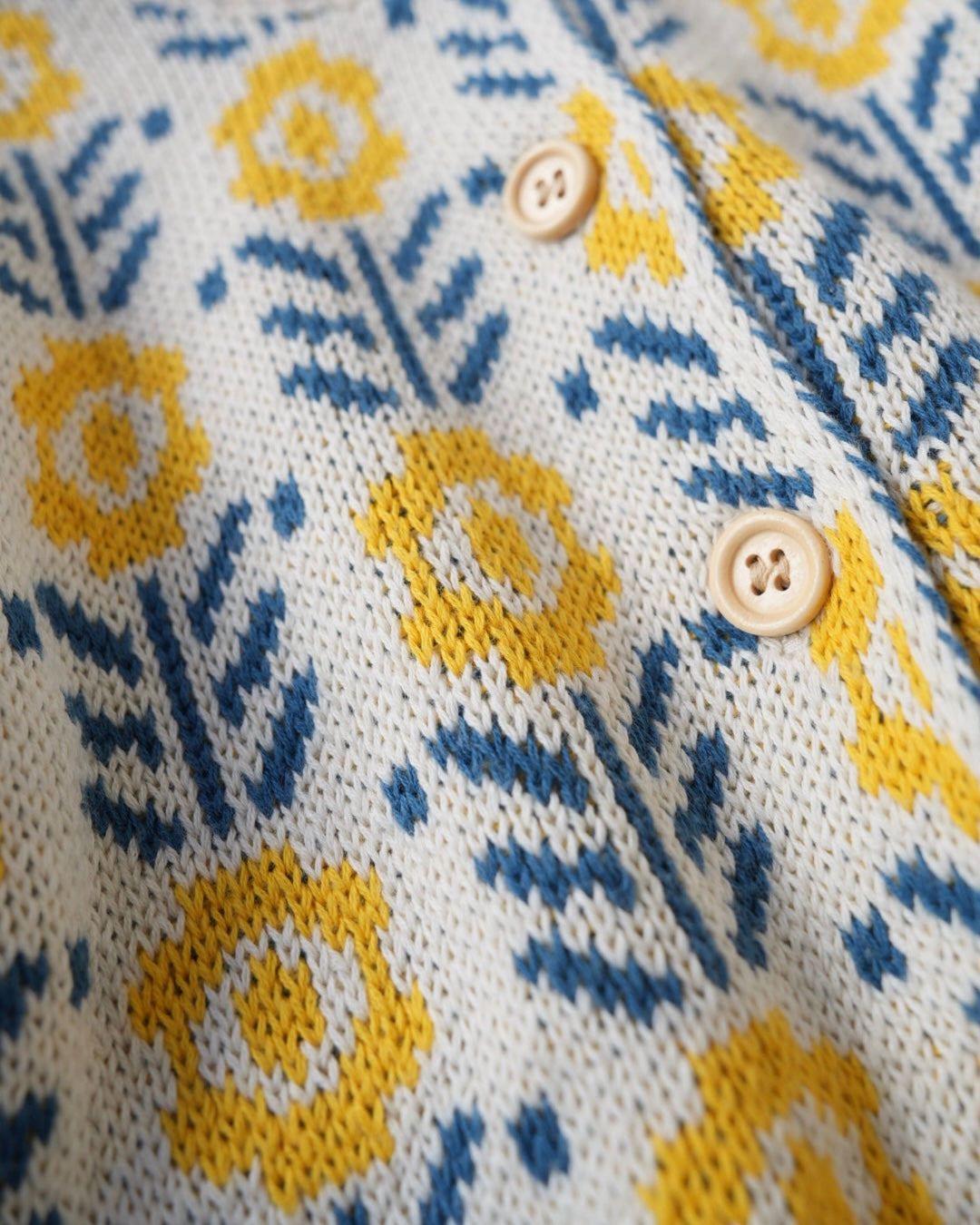 フラワージャガードコットンニットカーディガン