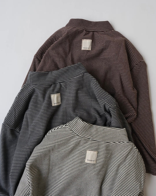 [nunu biel]ボーダー裏起毛モックネック