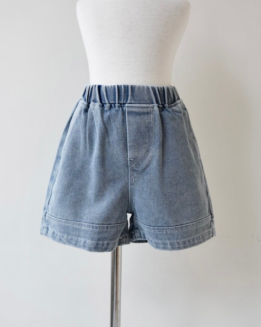 hem addショートデニムパンツ