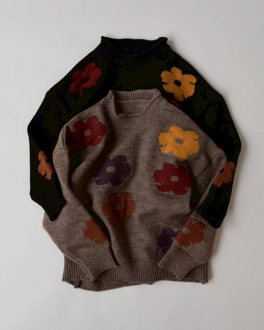 フラワージャガードニット