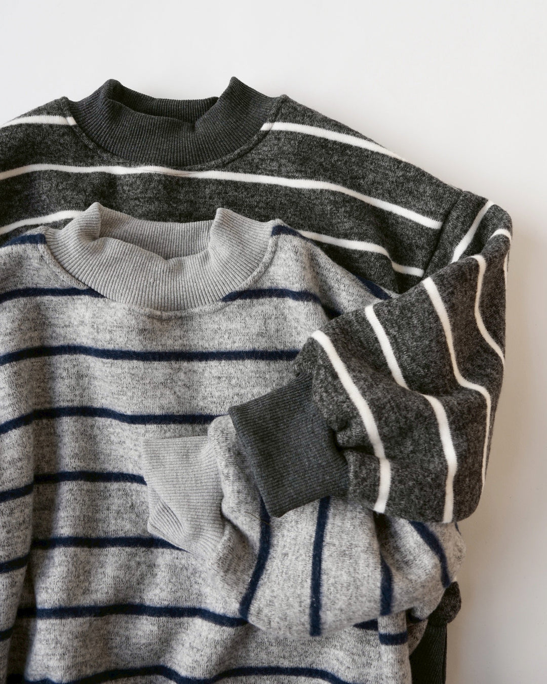 ボーダー裏起毛ニットスウェット