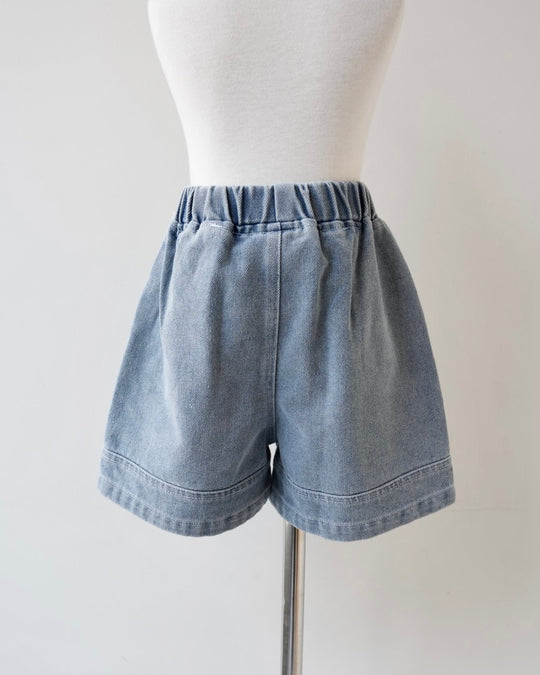 hem addショートデニムパンツ