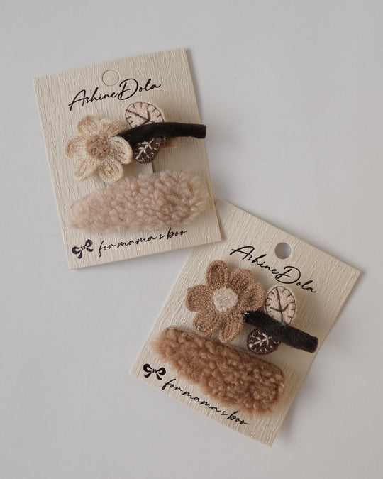 ニットフラワーヘアクリップ