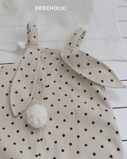 [bebeholic]ラビットドット裏起毛サロペット