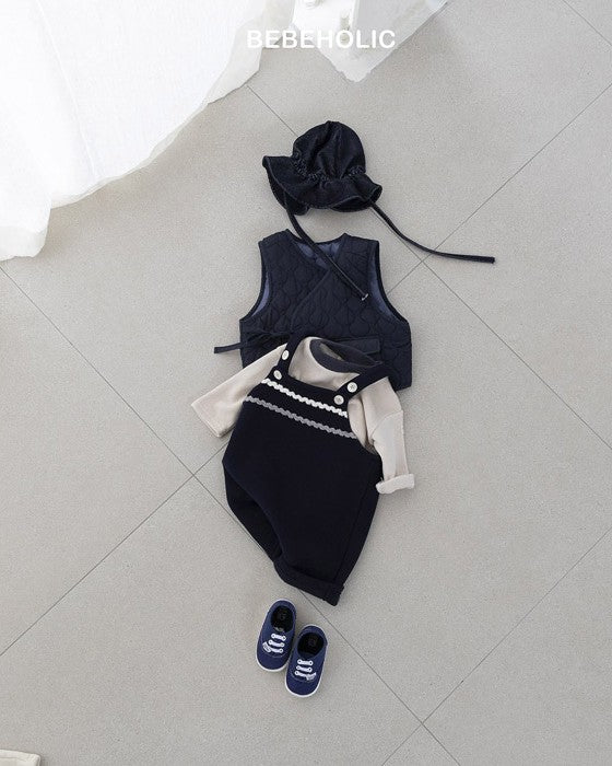 [bebeholic]ライン裏起毛サロペット