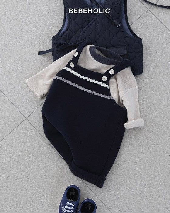 [bebeholic]ライン裏起毛サロペット