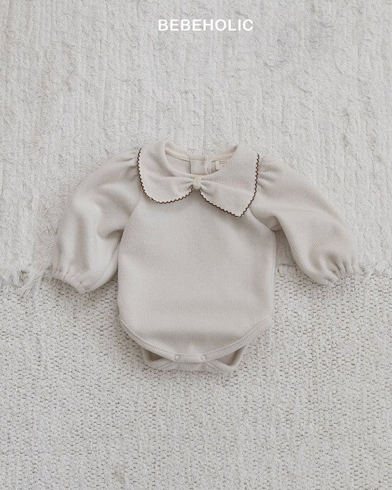 [bebeholic]リボン起毛ロンパース