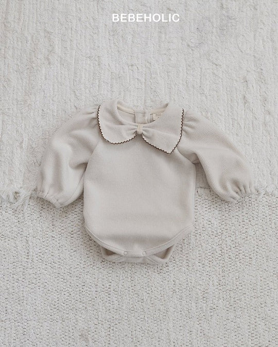 [bebeholic]リボン起毛ロンパース