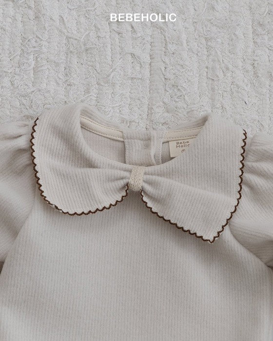 [bebeholic]リボン起毛ロンパース