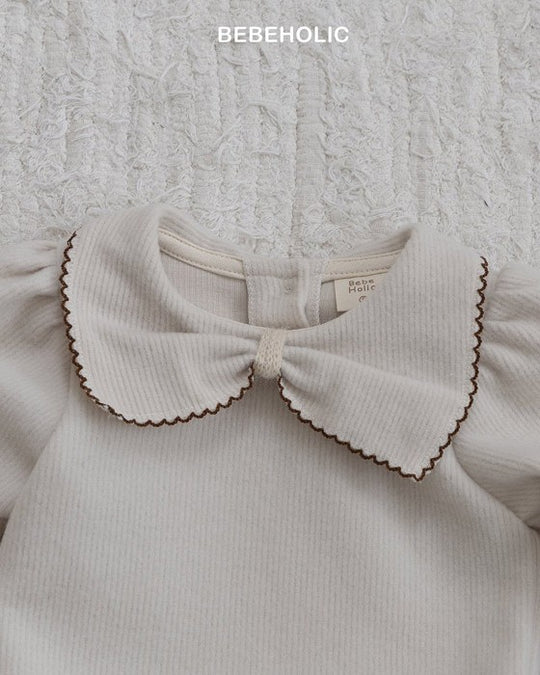 [bebeholic]リボン起毛ロンパース