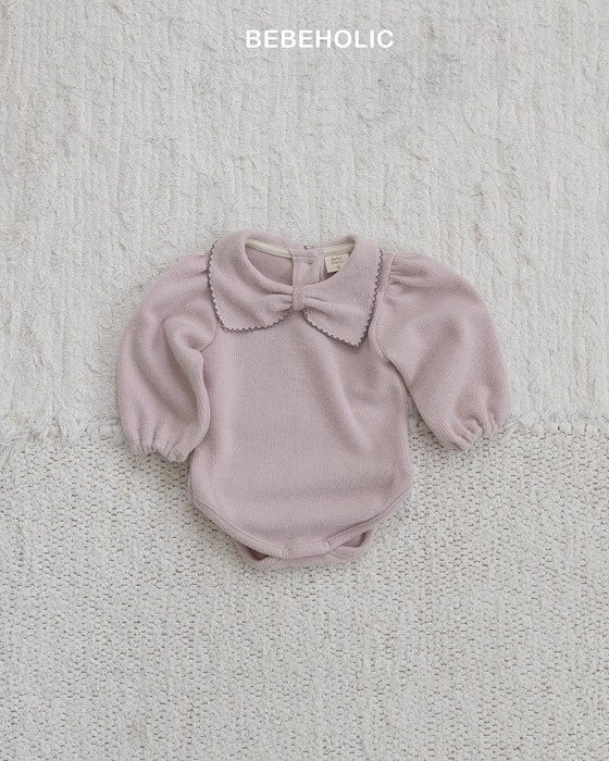 [bebeholic]リボン起毛ロンパース