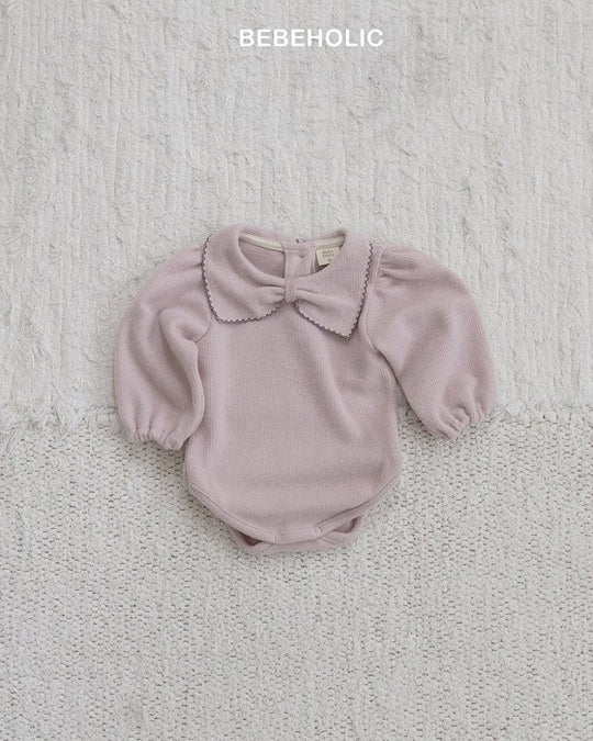 [bebeholic]リボン起毛ロンパース