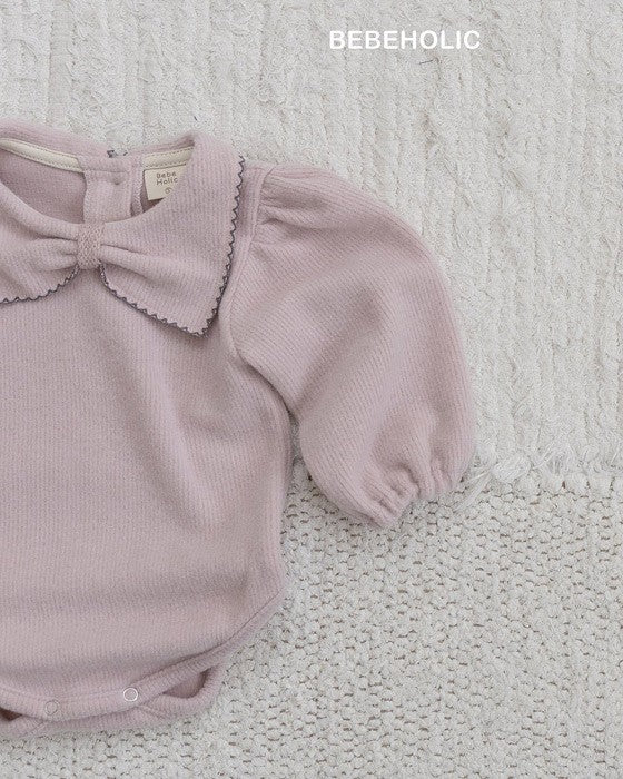 [bebeholic]リボン起毛ロンパース