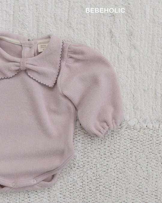 [bebeholic]リボン起毛ロンパース