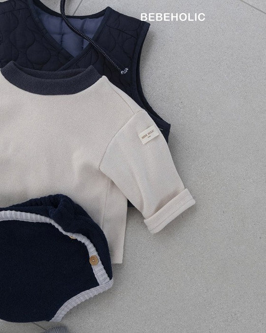 [bebeholic]バイカラーリブニットソー