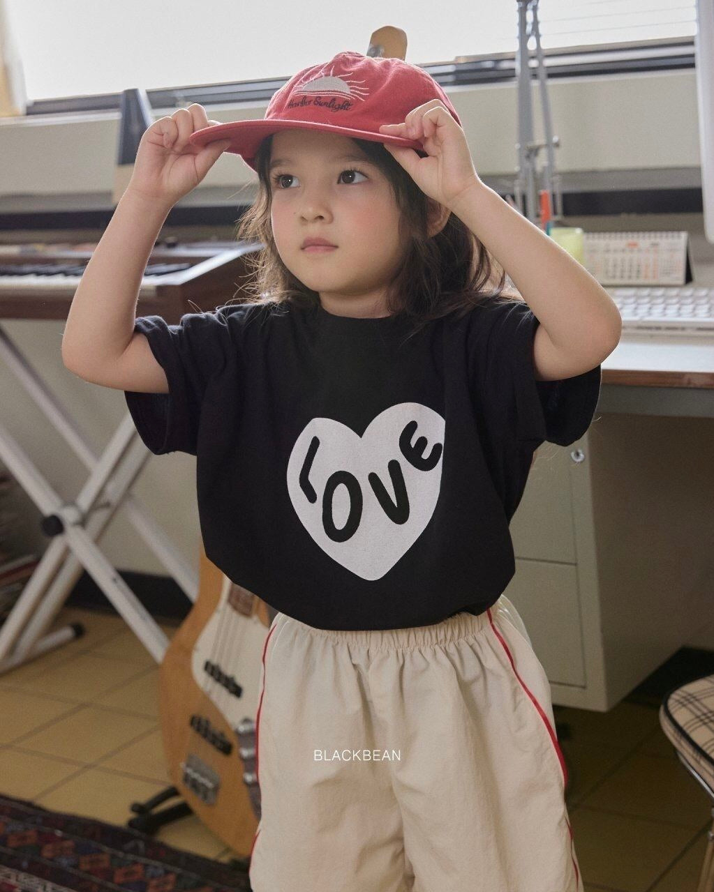 [BLACKBEAN]heart T-shirt