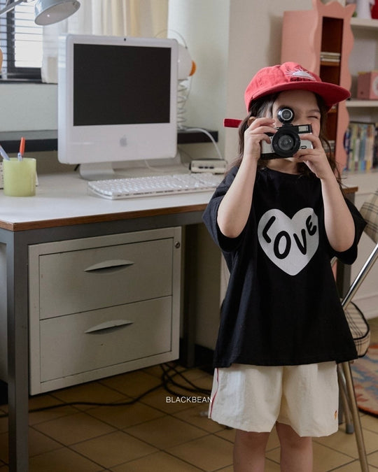 [BLACKBEAN]heart T-shirt