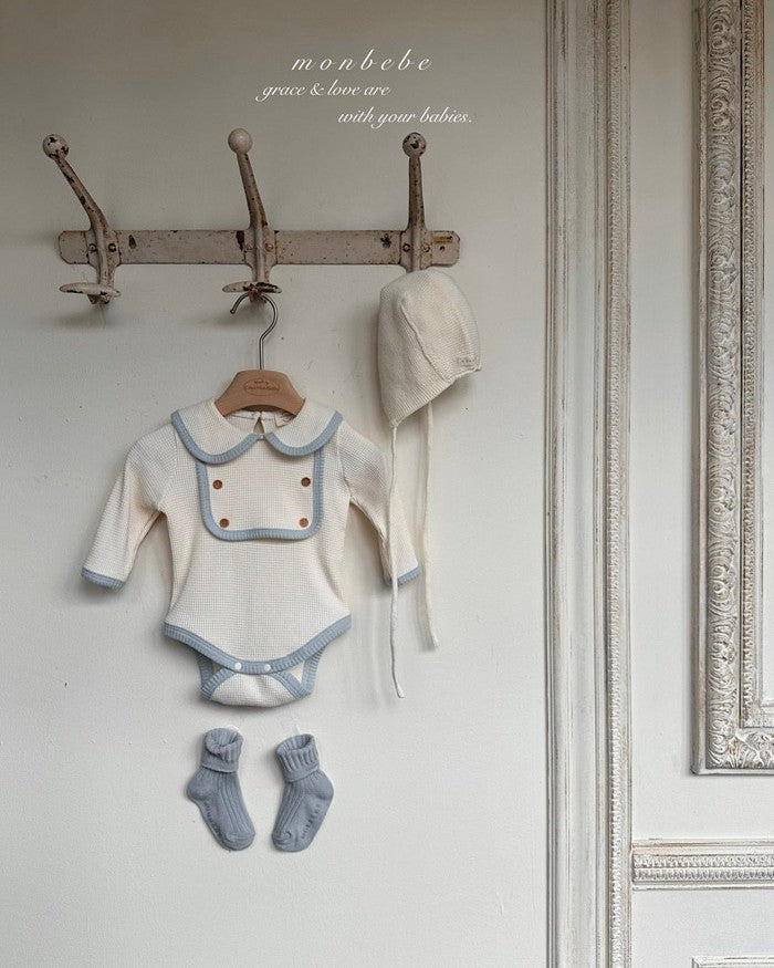 予約[monbebe]Boybib waffle suit