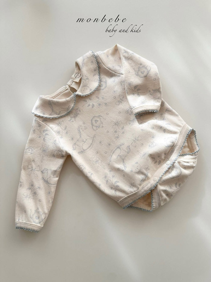 予約[monbebe]Print collar suit