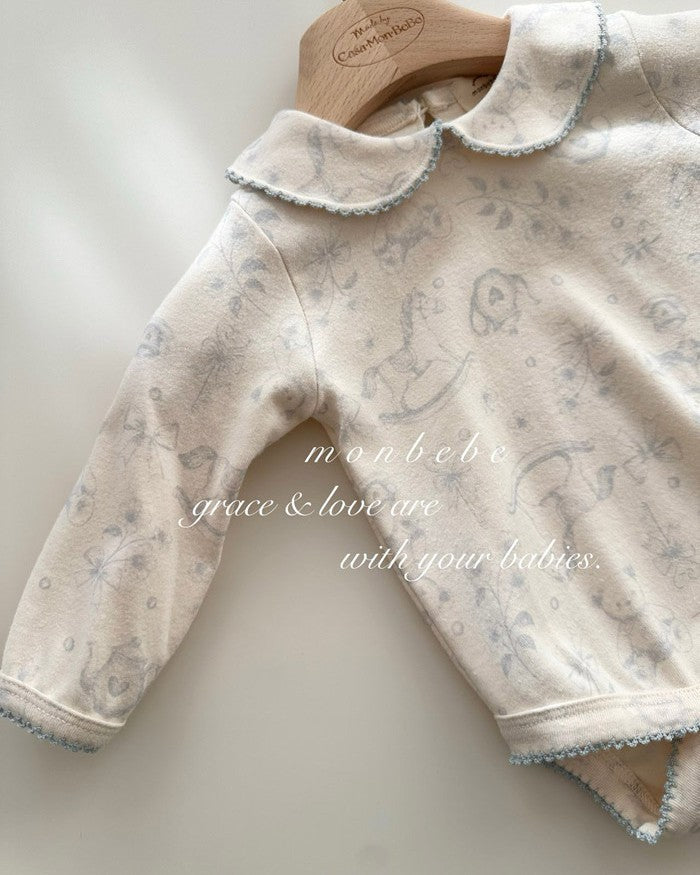 予約[monbebe]Print collar suit