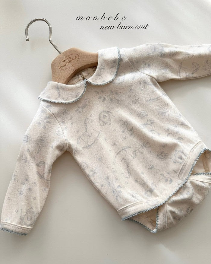 予約[monbebe]Print collar suit