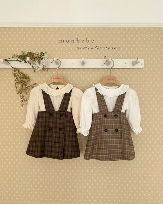予約[monbebe]Romi check one-piece