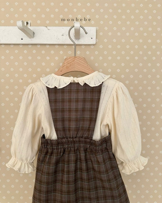 予約[monbebe]Romi check one-piece