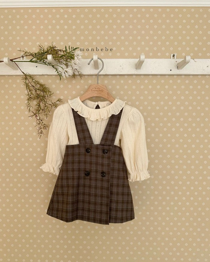 予約[monbebe]Romi check one-piece