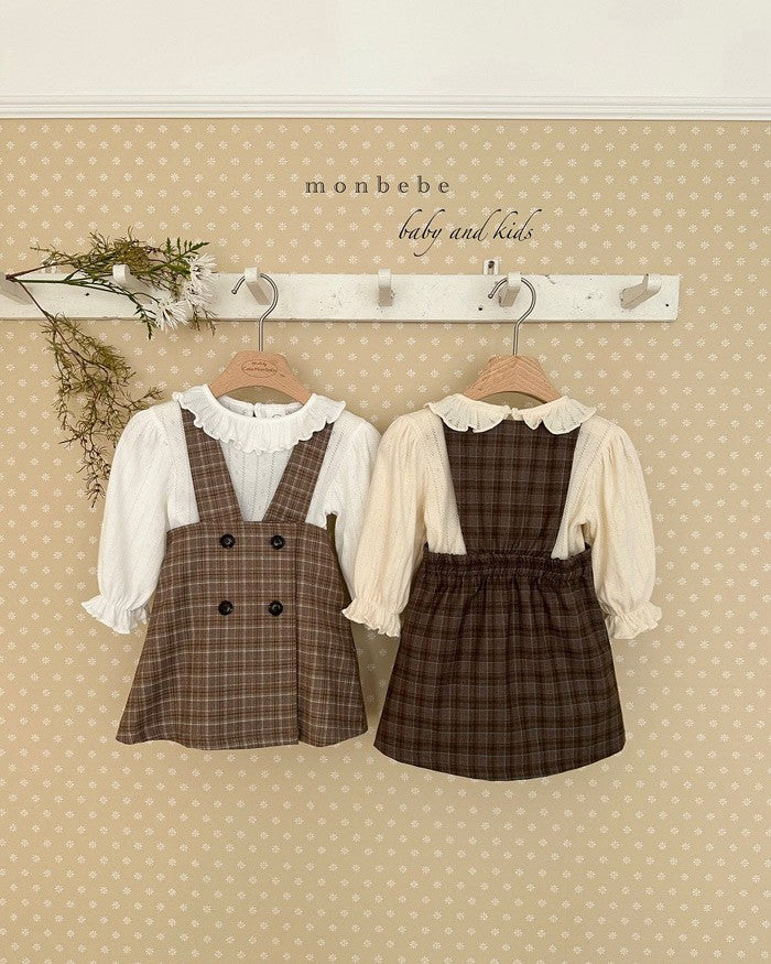 予約[monbebe]Romi check one-piece